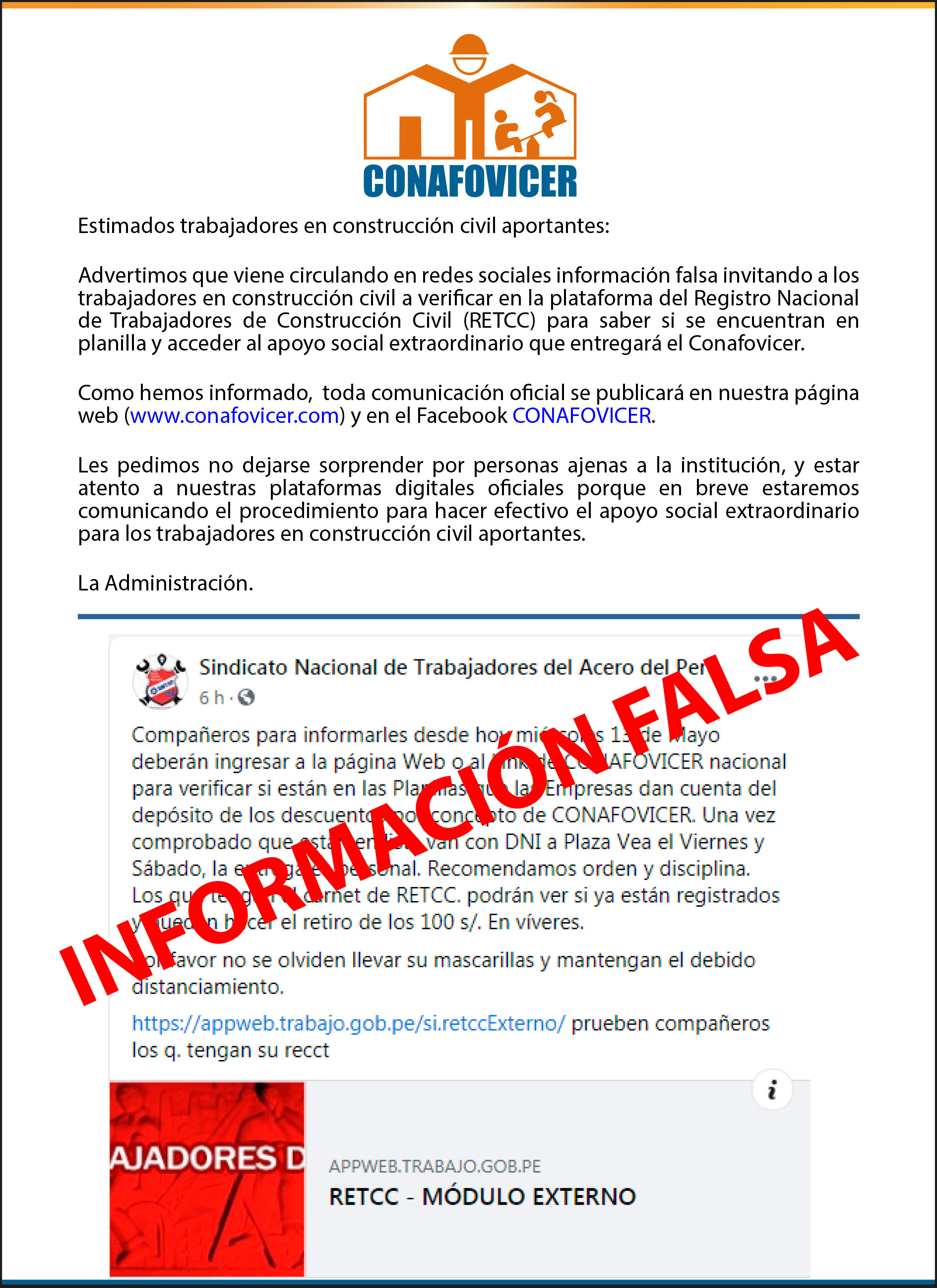 Información falsa