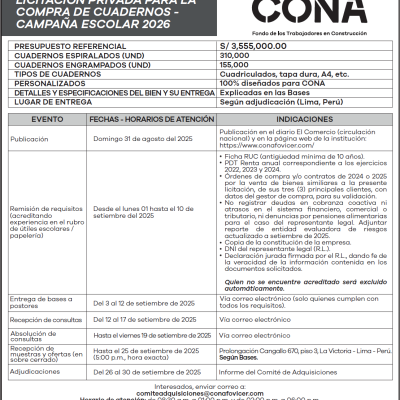 LICITACIÓN PRIVADA PARA LA COMPRA DE CUADERNOS - CAMPAÑA ESCOLAR 2026